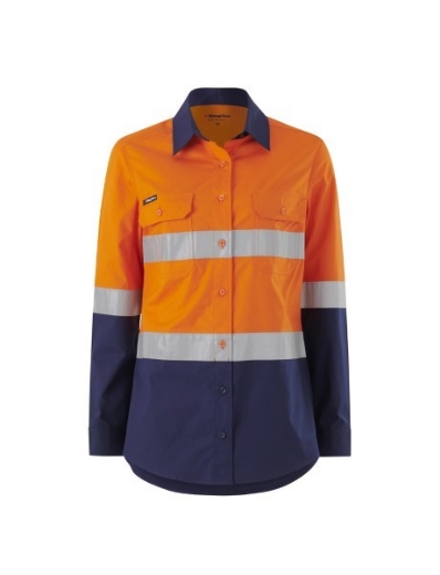 Picture of King Gee Ladies Workcool Vented Spliced Shirt Taped Long Sleeve