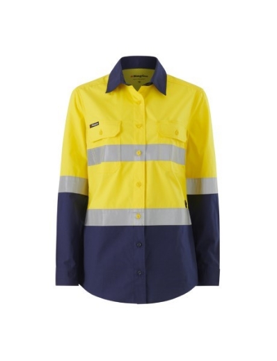 Picture of King Gee Ladies Workcool Vented Spliced Shirt Taped Long Sleeve