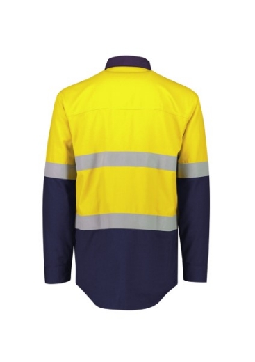 Picture of Syzmik Mens Orange Flame Lightweight Ripstop Spliced Shirt- Hoop Taped