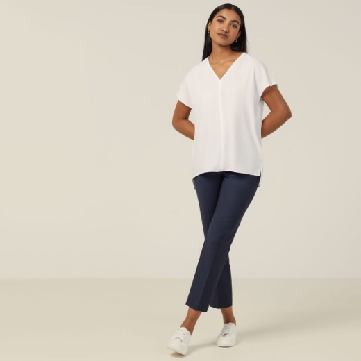 Picture of NNT Ladies French Georgette Short Sleeve V-Neck Top