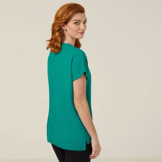 Picture of NNT Ladies French Georgette Short Sleeve V-Neck Top