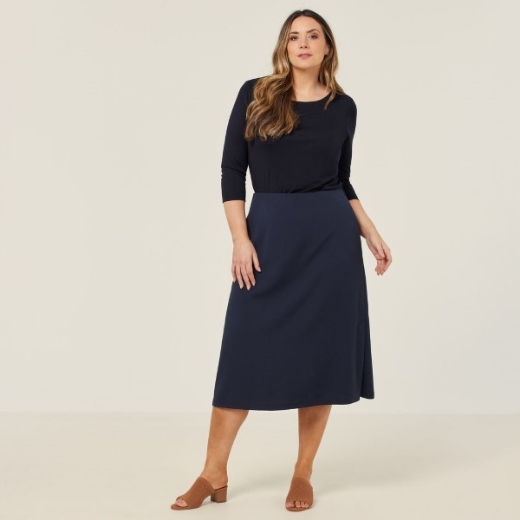Picture of NNT Ladies Crepe Stretch Midi Length A-Line Skirt