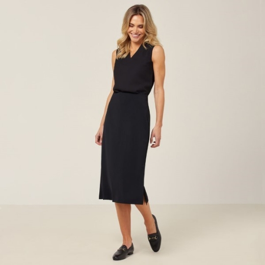 Picture of NNT Ladies Crepe Stretch Midi Length A-Line Skirt