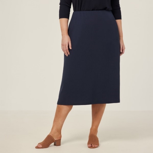 Picture of NNT Ladies Crepe Stretch Midi Length A-Line Skirt