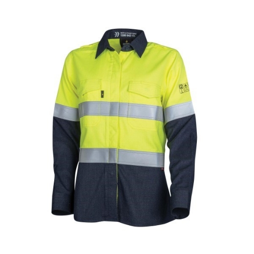 Picture of BOOL Ladies Parvotex® Inherent Fire Retardant L/S Shirt with Loxy® FR Reflective Tape, Nylon Stud Closure. Rated to PPE 2 - 8.6 cal/cm2
