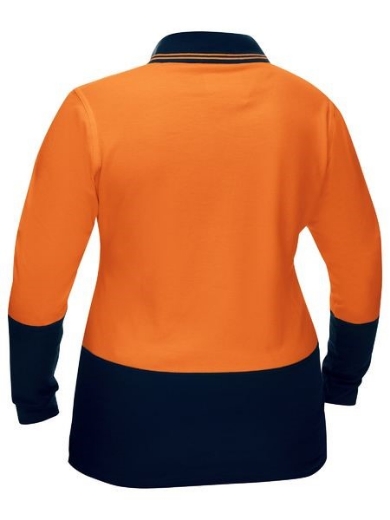 Picture of Bisley Ladies Hi Vis V-Neck Polo Shirt Long Sleeve