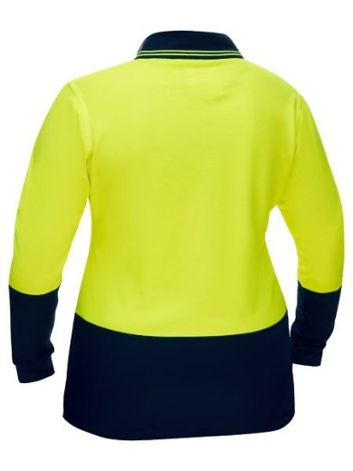Picture of Bisley Ladies Hi Vis V-Neck Polo Shirt Long Sleeve