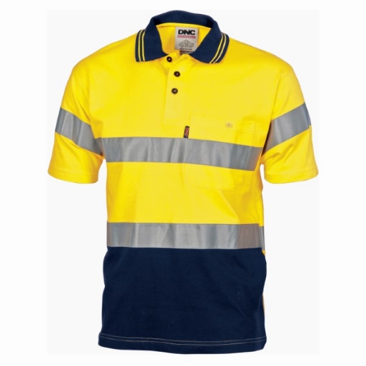 Picture of DNC Polo Shirt Cotton Jersey with Underarm Mesh Short Sleeve RT1 Reflective Tape 2 Tone
