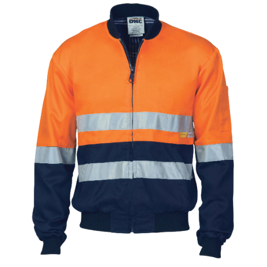 Picture of DNC Hi Vis Cotton Drill Bomber Jacket RT1 Reflective Tape 2 Tone