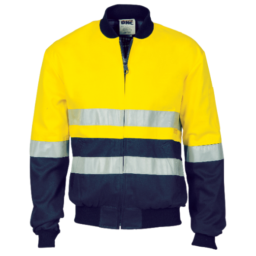 Picture of DNC Hi Vis Cotton Drill Bomber Jacket RT1 Reflective Tape 2 Tone