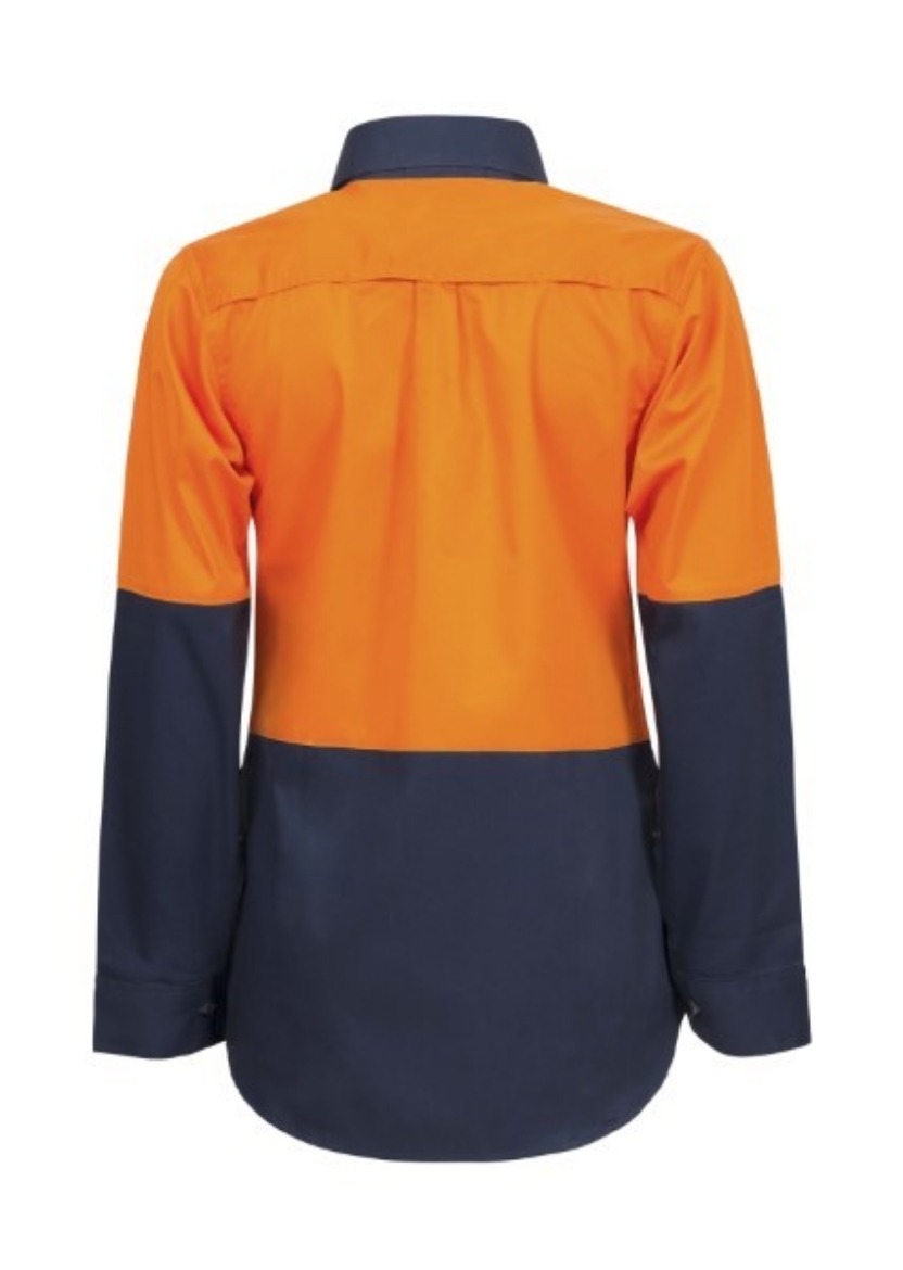 Picture of Work Craft Ladies Lightweight Hi Vis Long Sleeve Vented Cotton Drill Shirt