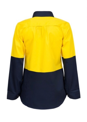 Picture of Work Craft Ladies Lightweight Hi Vis Long Sleeve Vented Cotton Drill Shirt