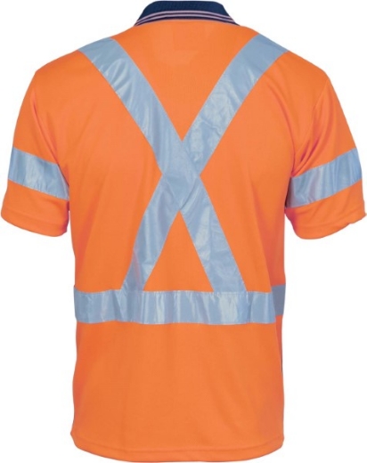 Picture of Polo Shirt Short Sleeve Polyester Micromesh with X Pattern Reflective Tape 2 Tone