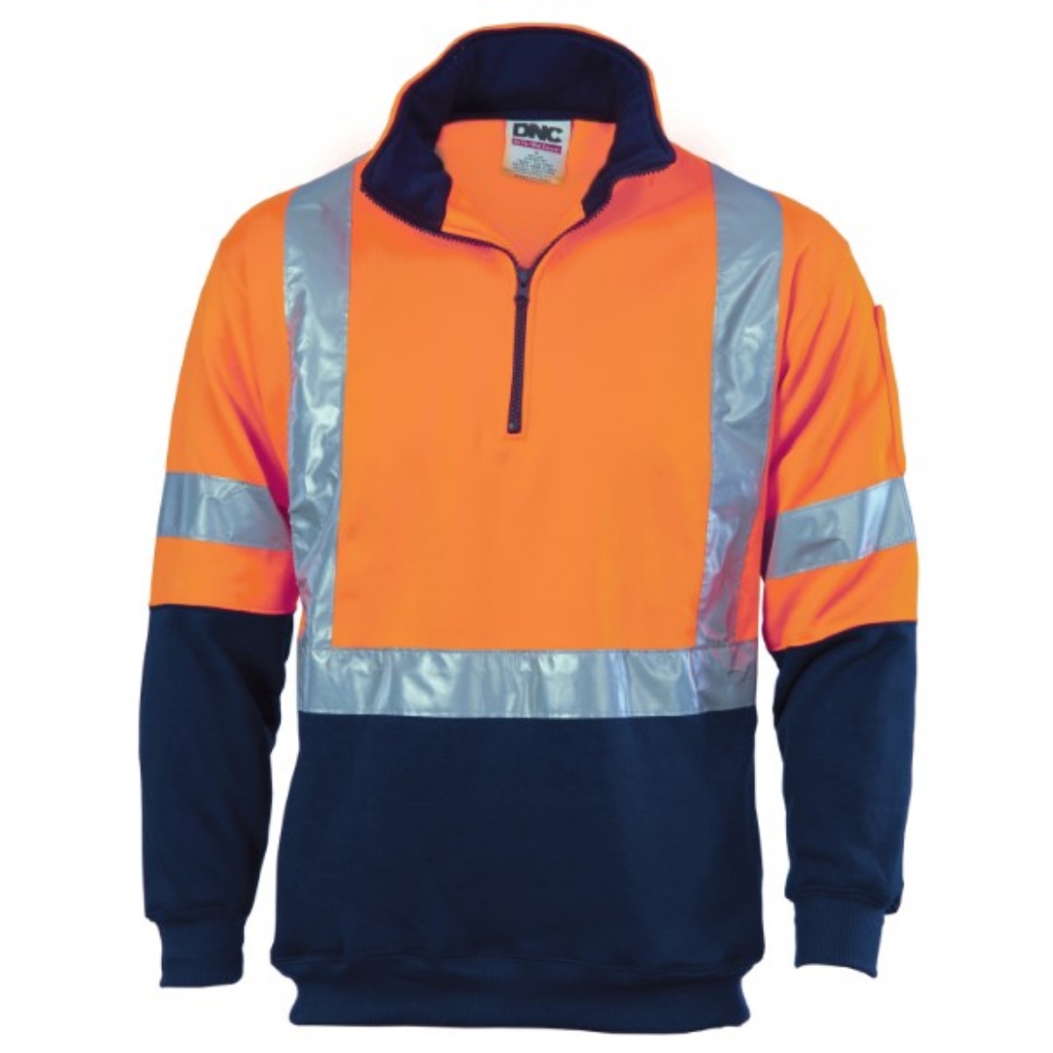 Picture of DNC Fleecy 1/2 Zip Jumper Polyester/Cotton X Pattern Reflective Tape 2 Tone