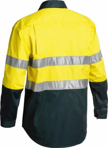 Picture of Bisley Cotton Drill Shirt Lightweight Long Sleeve with Gussetts 2 Ring Pattern Reflective Tape