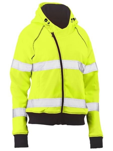 Picture of Bisley Ladies Hi Vis Fleece Hoodie with Reflective Tape