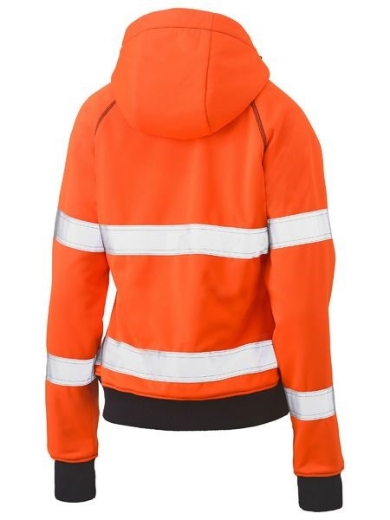 Picture of Bisley Ladies Hi Vis Fleece Hoodie with Reflective Tape