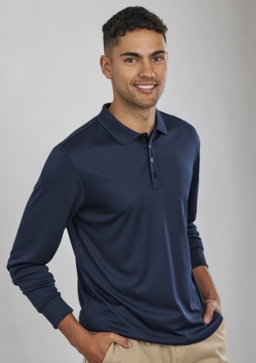 Picture of Biz Collection Mens Action Long Sleeve Polo 100% Certified recycled PET polyester