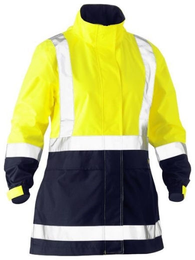 Picture of Bisley Ladies Taped Hi Vis Recycled Rain Shell Jacket