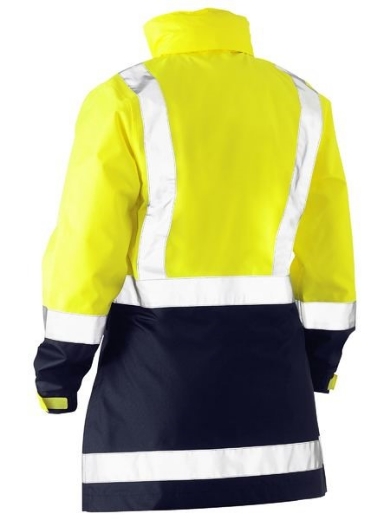 Picture of Bisley Ladies Taped Hi Vis Recycled Rain Shell Jacket