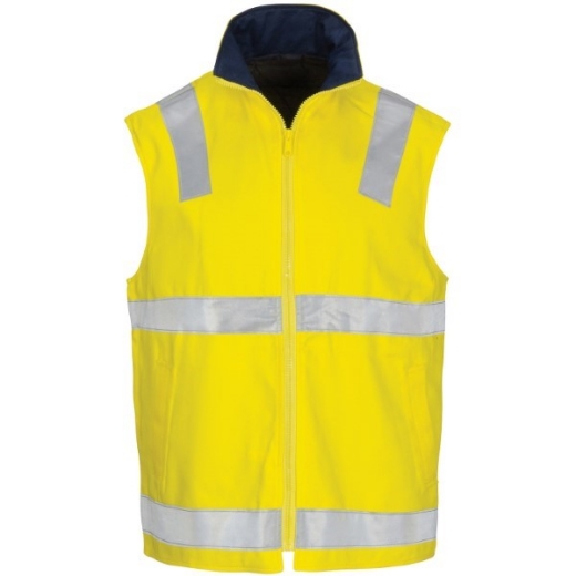 Picture of DNC Cotton Drill reversible Vest Hi Vis With Reflective Tape