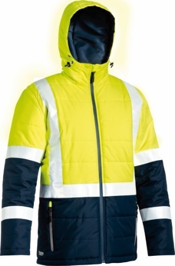 Picture of Bisley Hi Vis Puffer Jacket - Showerproof with H Pattern Reflective Tape