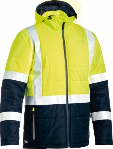 Picture of Bisley Hi Vis Puffer Jacket - Showerproof with H Pattern Reflective Tape