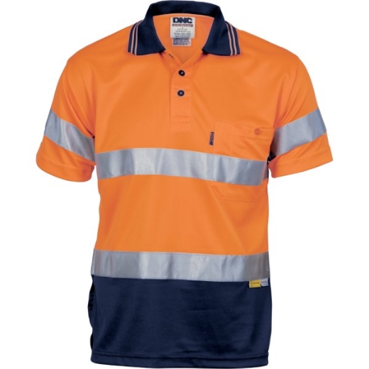 Picture of DNC Polo Shirt Short Sleeve Polyester Micromesh with 2 Ring Reflective Tape 2 Tone
