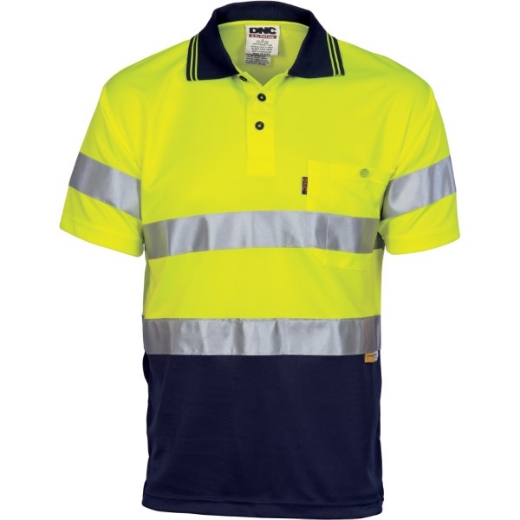 Picture of DNC Polo Shirt Short Sleeve Polyester Micromesh with 2 Ring Reflective Tape 2 Tone