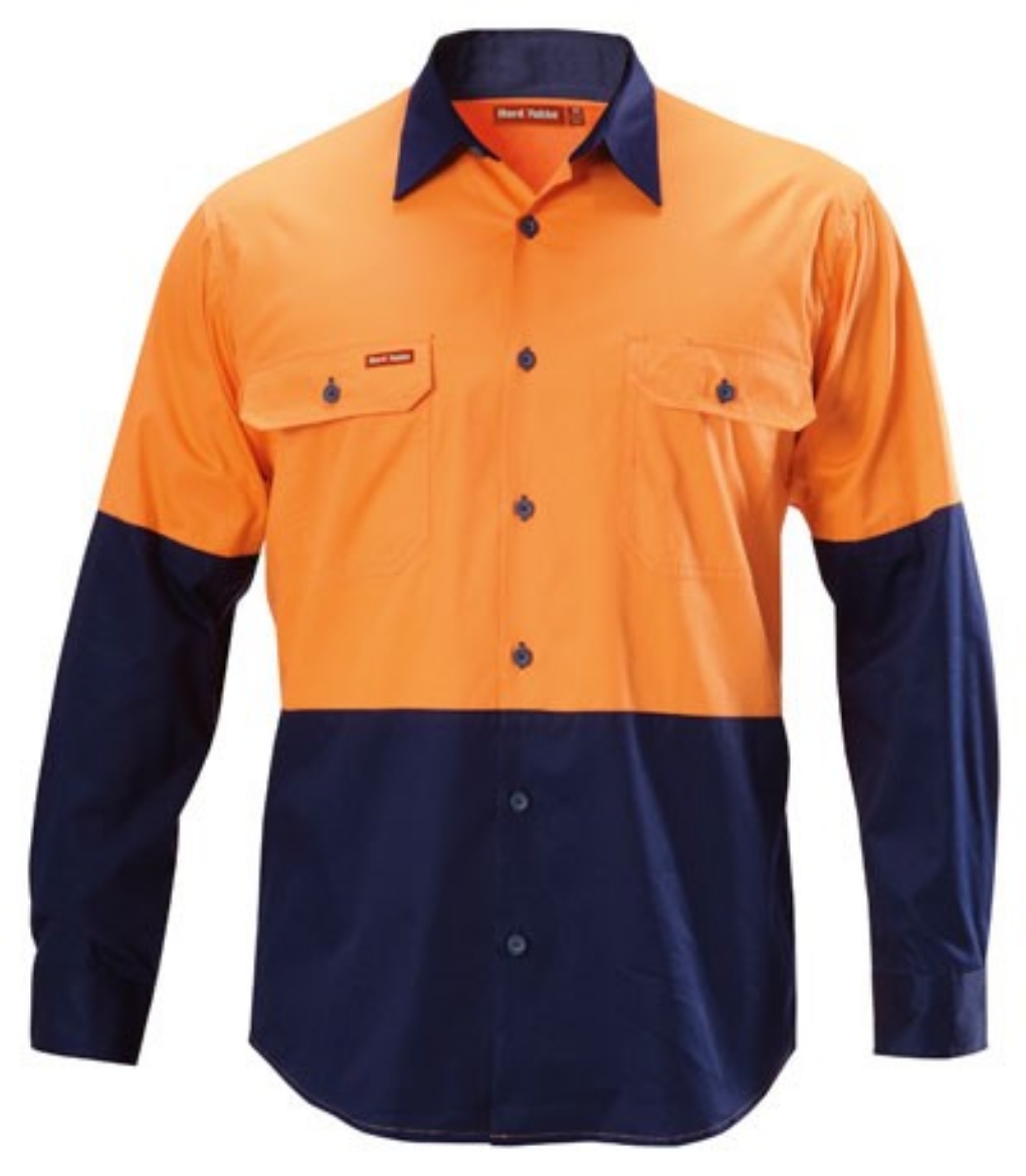 Picture of Hard Yakka Koolgear Cotton Twill Ventilated Shirt Long Sleeve 2 Tone