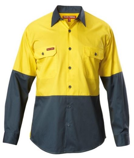 Picture of Hard Yakka Koolgear Cotton Twill Ventilated Shirt Long Sleeve 2 Tone