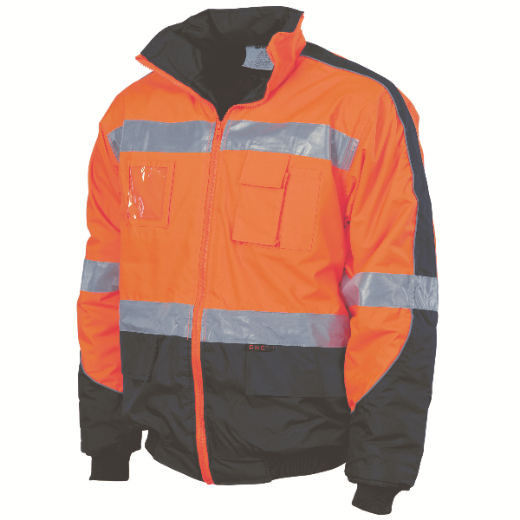 Picture of DNC Contrast Bomber Jacket Polyester/PVC Waterproof Outer Shell Quilt Lined with Reflective Tape 2 Tone