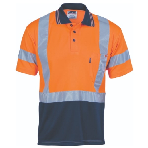 Picture of DNC Polo Shirt Short Sleeve Polyester Micromesh with X Pattern Reflective Tape 2 Tone