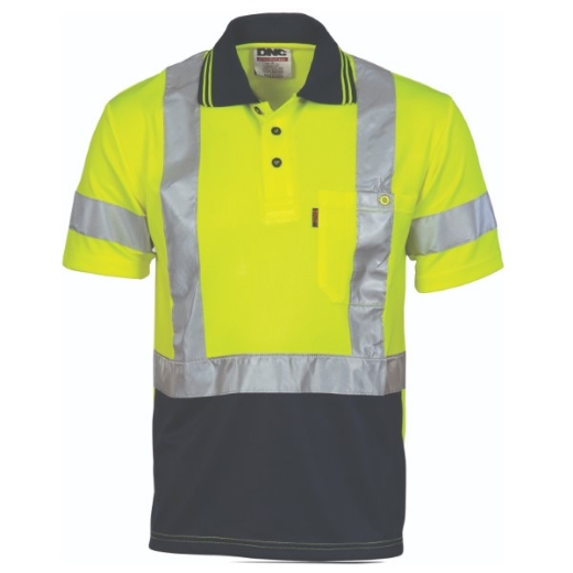 Picture of DNC Polo Shirt Short Sleeve Polyester Micromesh with X Pattern Reflective Tape 2 Tone
