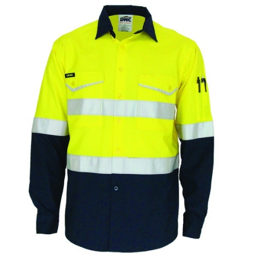 Picture of DNC Hi Vis 2 tone Ripstop Shirt with 2 Ring Reflective Tape Pattern