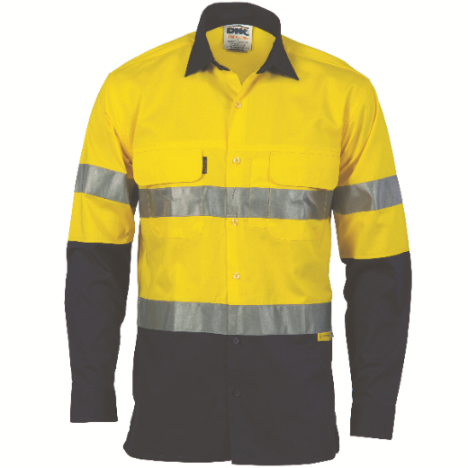 Picture of DNC Cotton Drill Shirt Leightweight 3 Way Cool Breeze Long Sleeve RT1 Reflective Tape
