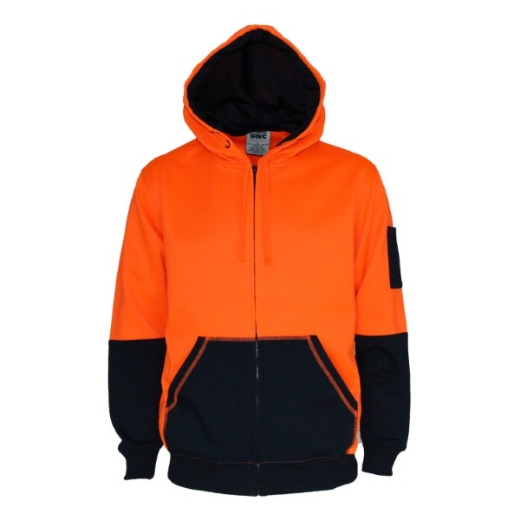 Picture of DNC Hoodie Fleecy Full Zip Hi Vis two Tone