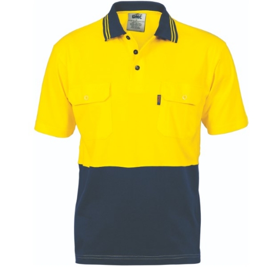 Picture of DNC Polo Shirt Cotton Jersey with Underarm Mesh Short Sleeve 2 Tone