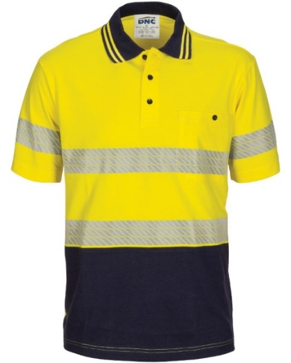 Picture of DNC Cotton Jersey Polo Shirt Long Sleeve with Segmented Reflective Tape