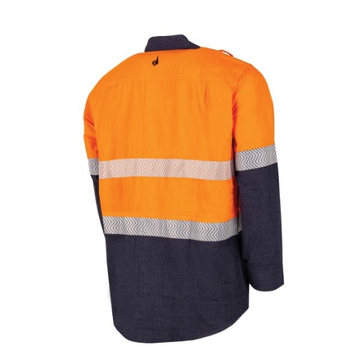 Picture of BOOL Parvotex® Inherent Fire Retardant Two Tone L/S Shirt with FR Segmented Tape, Nylon Stud Closure. Rated to PPE 1 - 5.9 cal/cm2