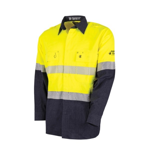Picture of BOOL Parvotex® Inherent Fire Retardant Two Tone L/S Shirt with FR Segmented Tape, Nylon Stud Closure. Rated to PPE 1 - 5.9 cal/cm2