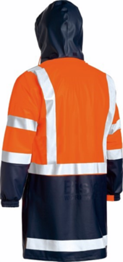 Picture of Bisley Hi Vis Stretch PU Rain Coat Waterproof with Reflective Tape