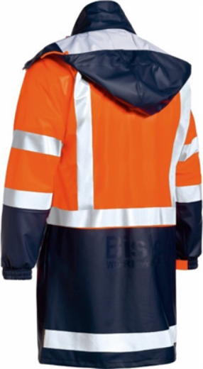 Picture of Bisley Hi Vis Stretch PU Rain Coat Waterproof with Reflective Tape