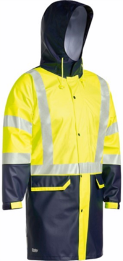 Picture of Bisley Hi Vis Stretch PU Rain Coat Waterproof with Reflective Tape