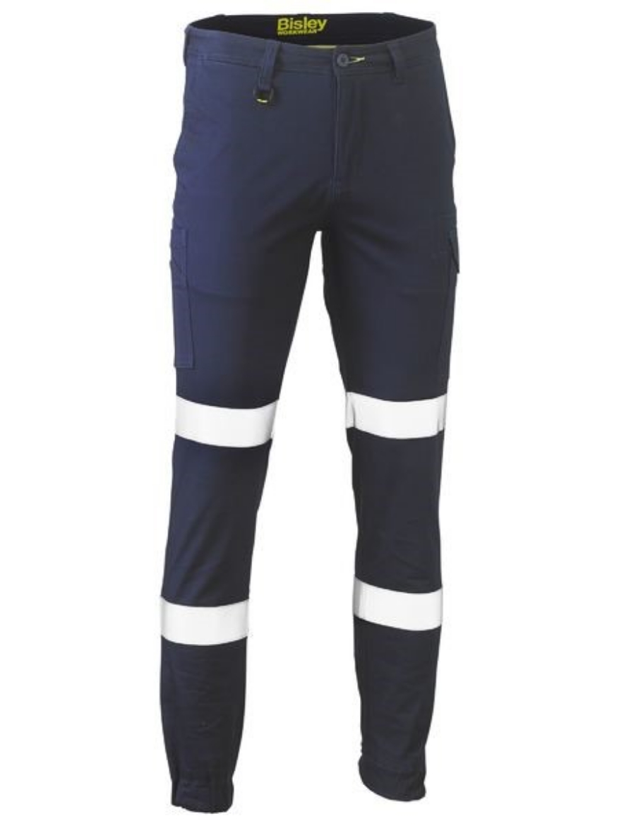 Picture of Bisley Stretch Cotton Drill Cargo Cuffed Pants with Bio-motion Reflective Tape
