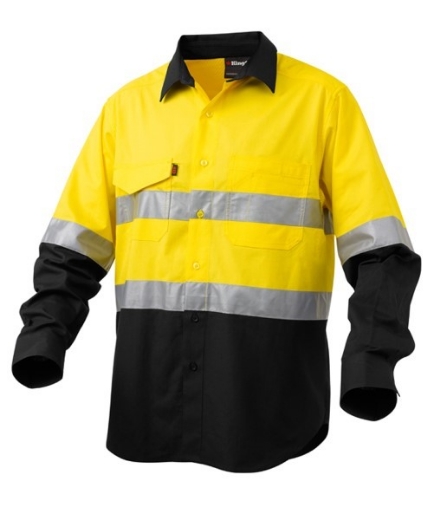 Picture of King Gee Workcool 2 Shirt Cotton Drill RT1 Reflective Tape 2 Tone