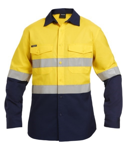 Picture of King Gee Workcool 2 Shirt Cotton Drill RT1 Reflective Tape 2 Tone