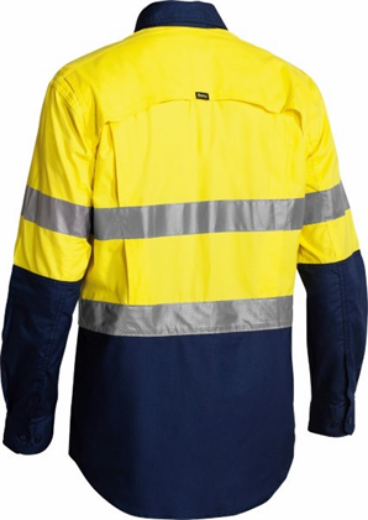 Picture of Bisley Mens X Airflow Long Sleeve Work Shirt 100% Cotton Ripstop with Perforated Reflective Tape