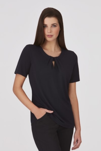 Picture of City Collection Ladies Keyhole Short Sleeve Knit Top