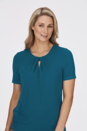 Picture of City Collection Ladies Keyhole Short Sleeve Knit Top